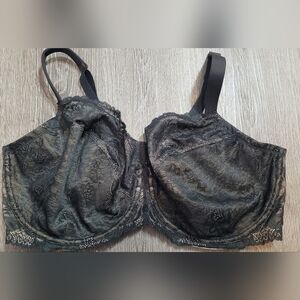 Cacique Black Lace Sexy Full-Coverage Bra 46F With Underwire New With Out Tags